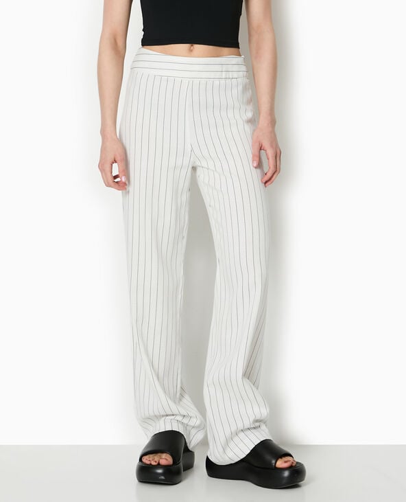 Pimkie Pantalon Droit Rayé Taille Haute - Noir