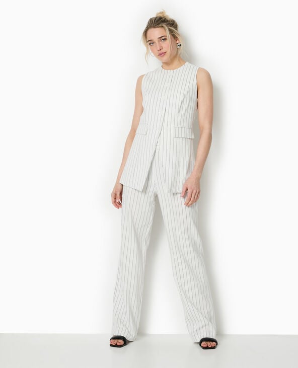 pimkie Pantalon droit rayé taille haute - Noir