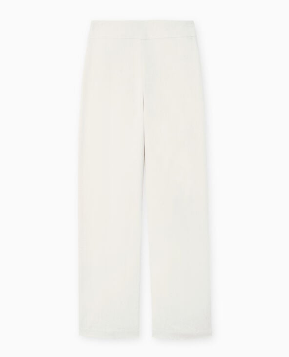Pimkie Pantalon Droit Taille Haute Avec Lin - Blanc