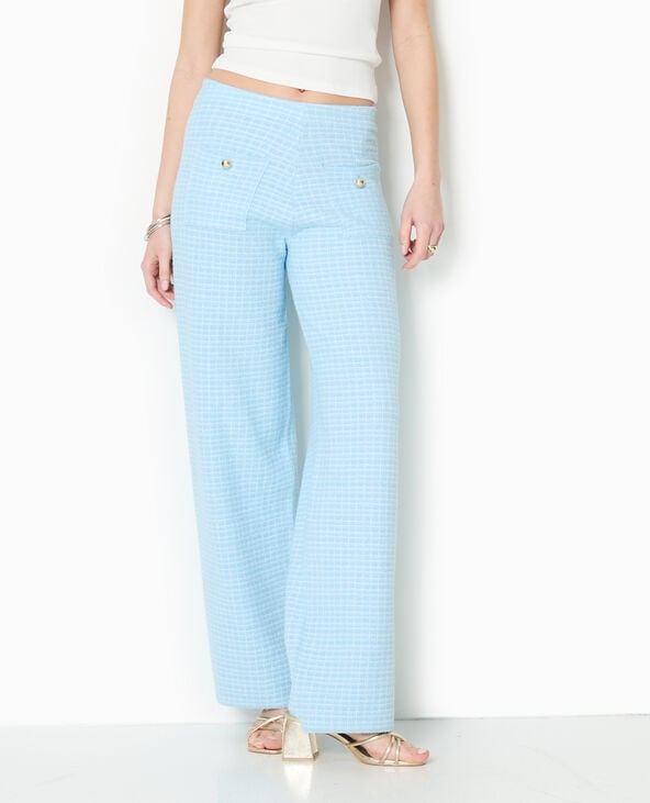 Pimkie Pantalon En Maille à Carreaux - Bleu