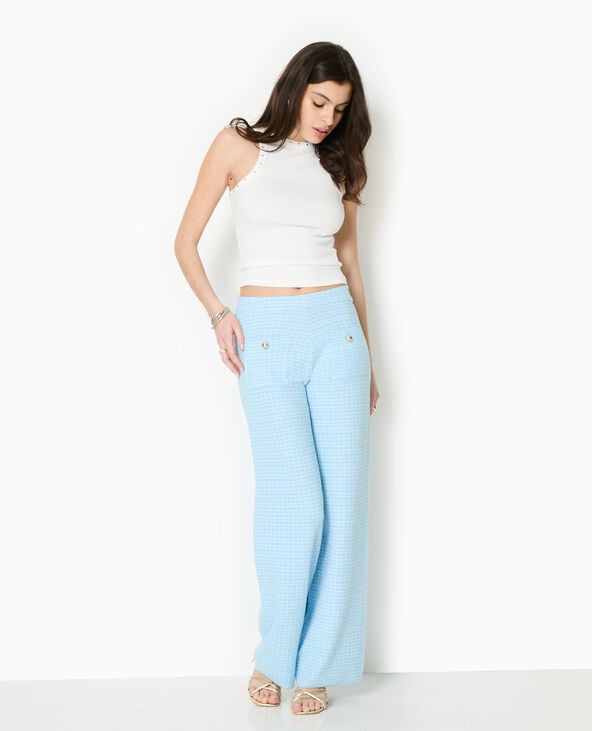 pimkie Pantalon en maille à carreaux - Bleu