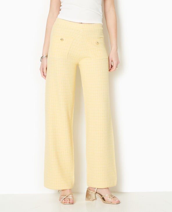 Pimkie Pantalon En Maille à Carreaux - Jaune