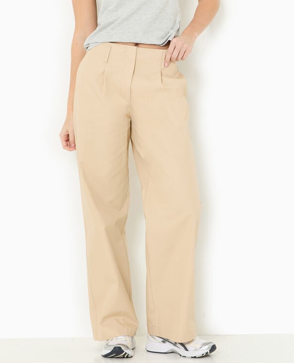 Pimkie Pantalon En Toile Large Et Droit - Beige