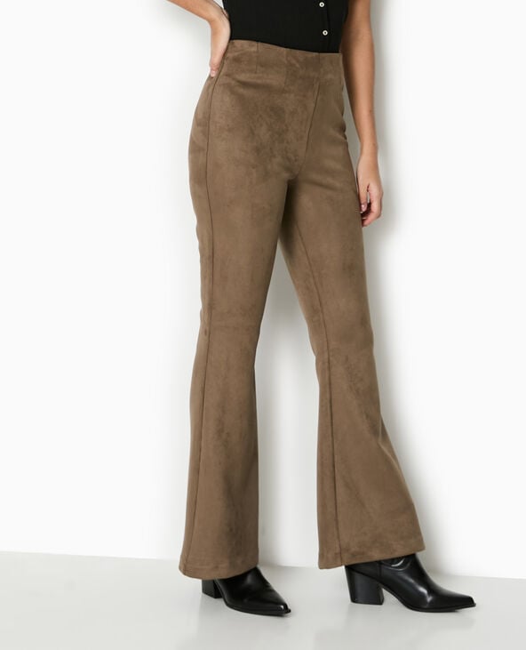 Pimkie Pantalon Flare En Suédine - Marron