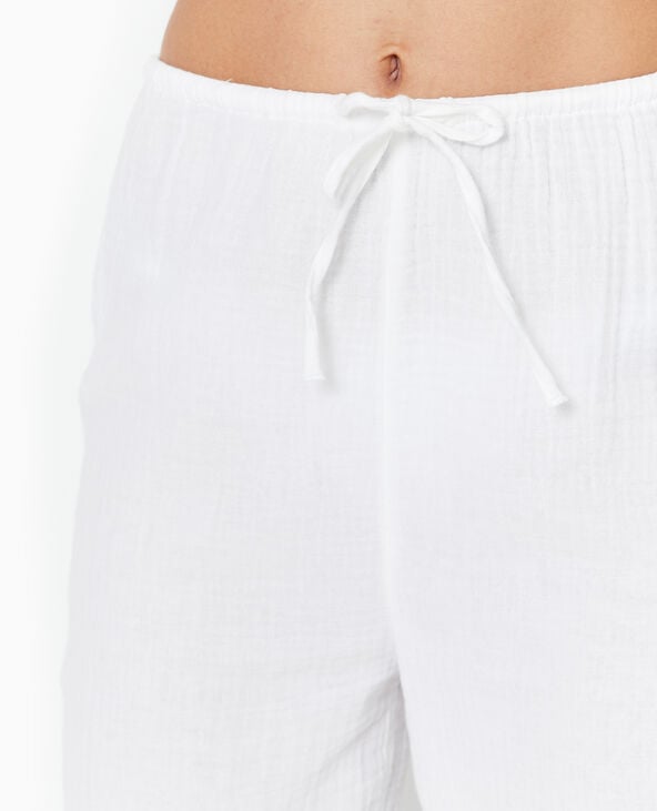Pimkie Pantalon Large En Gaze De Coton - Blanc