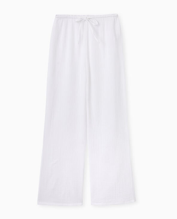 Pimkie Pantalon Large En Gaze De Coton - Blanc