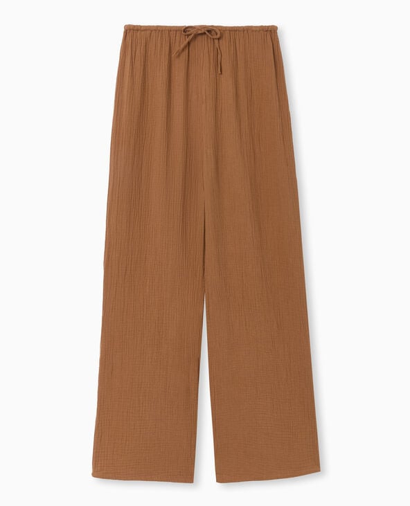 Pimkie Pantalon Large En Gaze De Coton - Marron
