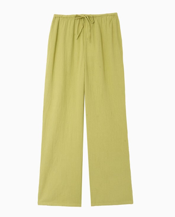 Pimkie Pantalon Large En Gaze De Coton - Vert Kaki