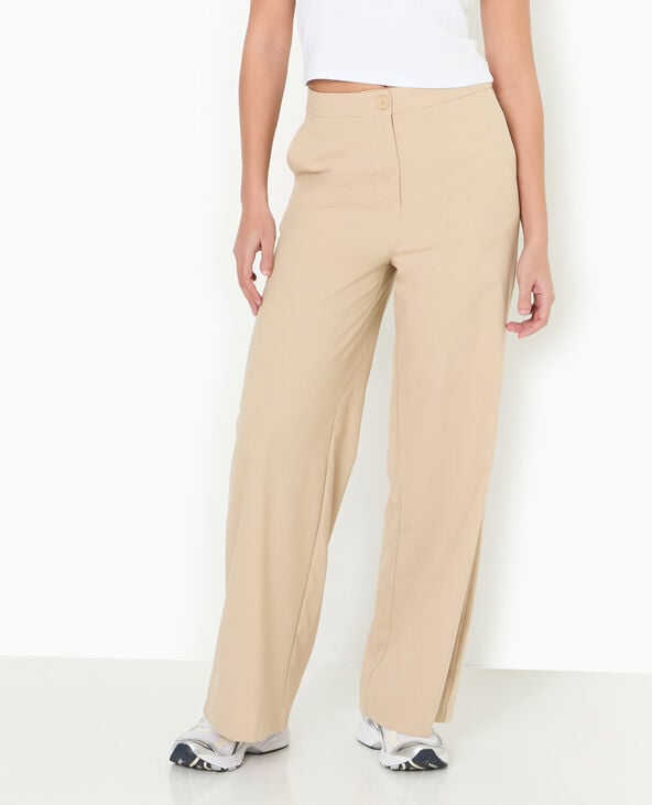 Pimkie Pantalon Large Et Droit Taille Haute - Beige