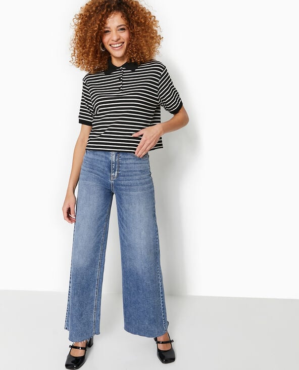 Pimkie Polo Court Rayé - Noir