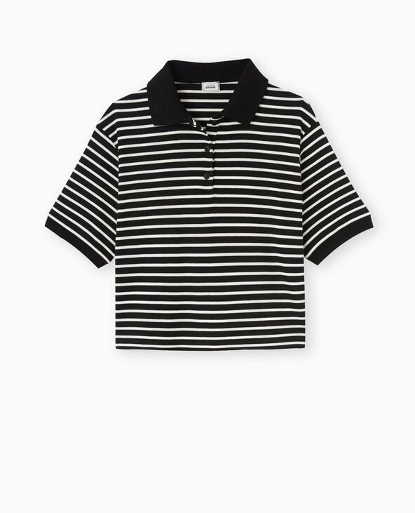 Pimkie Polo Court Rayé - Noir