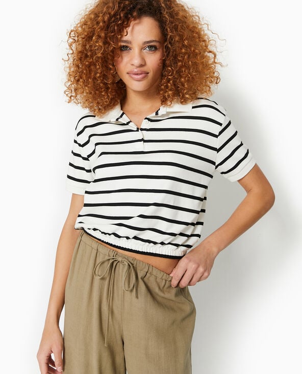Pimkie Polo Rayé Avec Base élastiquée - Blanc