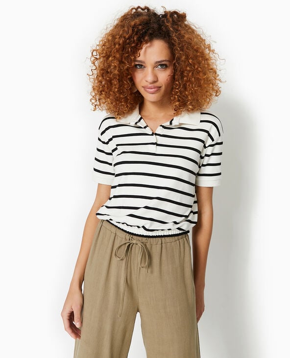 Pimkie Polo Rayé Avec Base élastiquée - Blanc