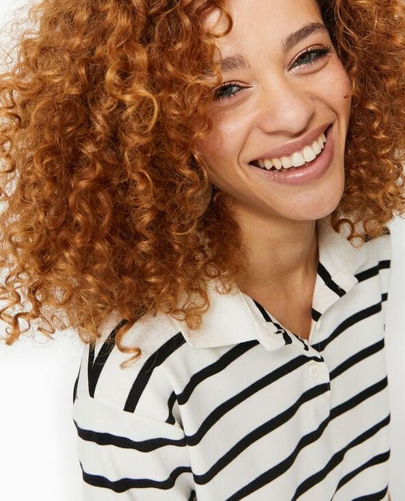 pimkie Polo rayé avec base élastiquée - Blanc