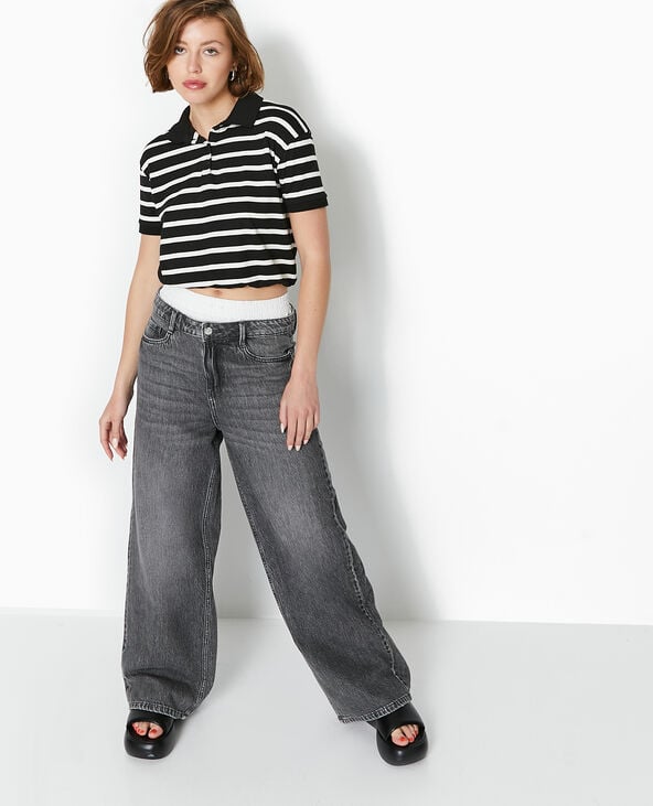 Pimkie Polo Rayé Avec Base élastiquée - Noir