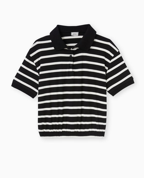 Pimkie Polo Rayé Avec Base élastiquée - Noir
