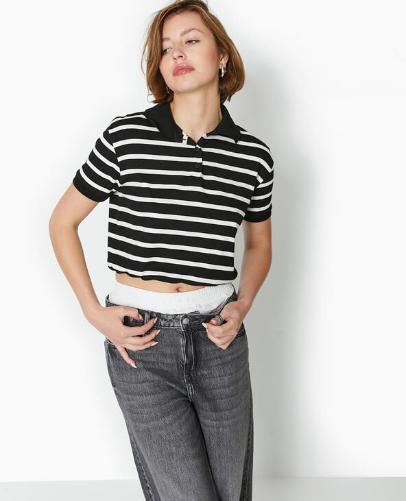 Pimkie Polo Rayé Avec Base élastiquée - Noir