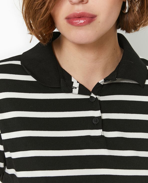 pimkie Polo rayé avec base élastiquée - Noir