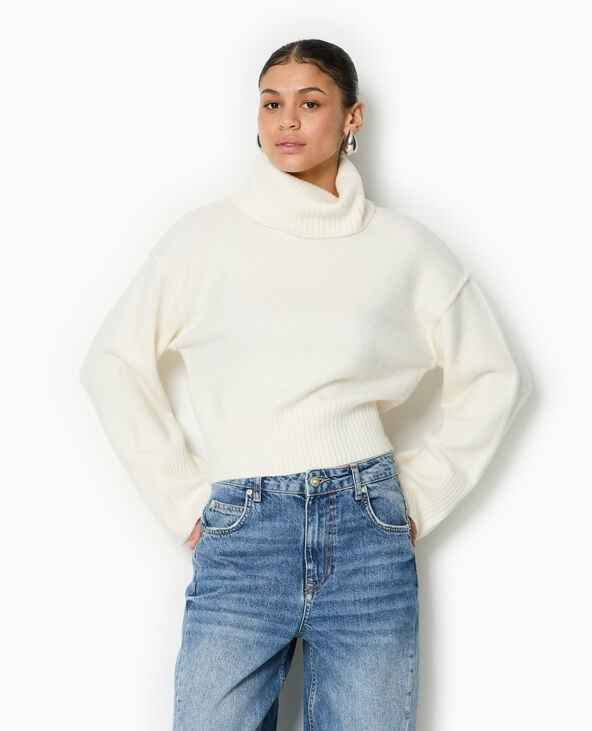 Pimkie Pull Col Boule Avec Manches Larges - Blanc
