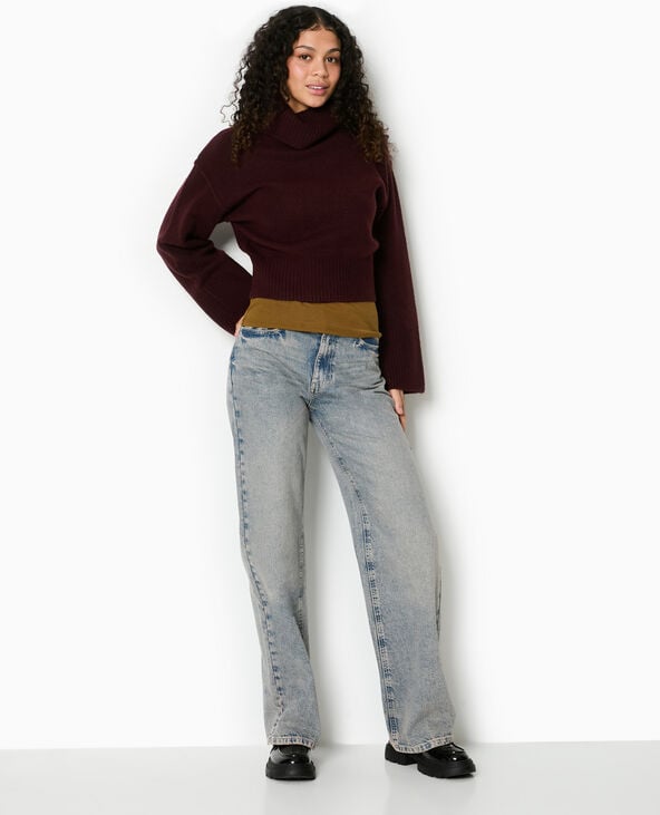 Pimkie Pull Col Boule Avec Manches Larges - Bordeaux