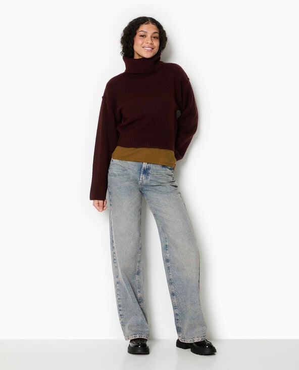 pimkie Pull col boule avec manches larges - Bordeaux