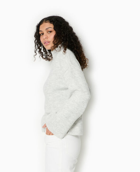 Pimkie Pull Col Montant Manches Larges - Gris Chiné