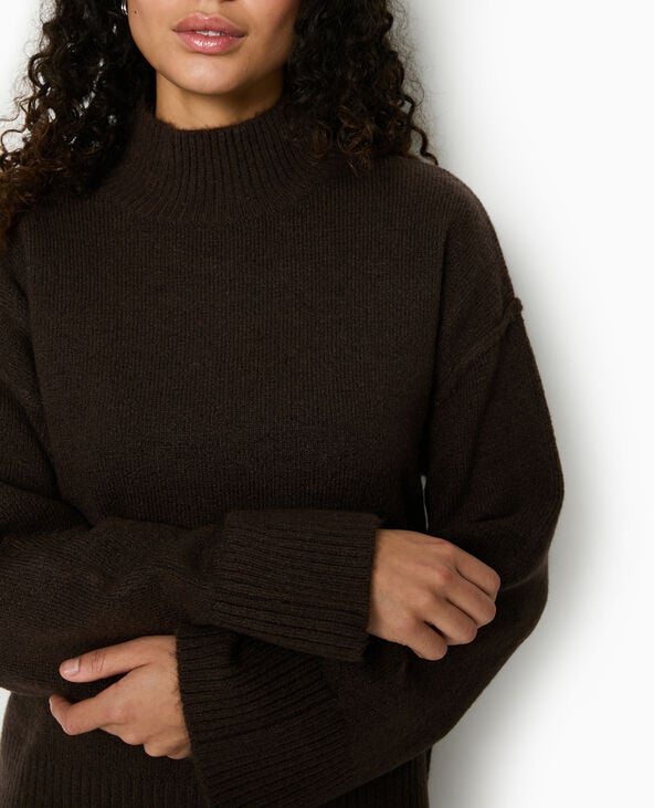 Pimkie Pull Col Montant Manches Larges - Marron