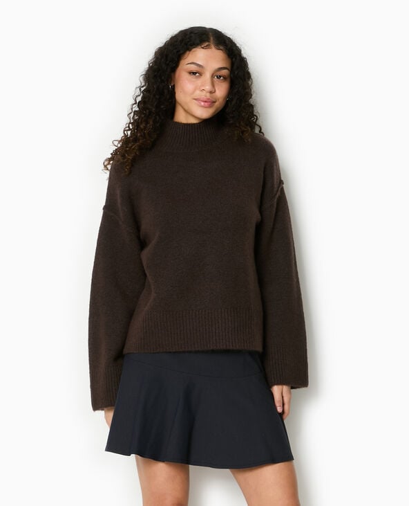 Pimkie Pull Col Montant Manches Larges - Marron