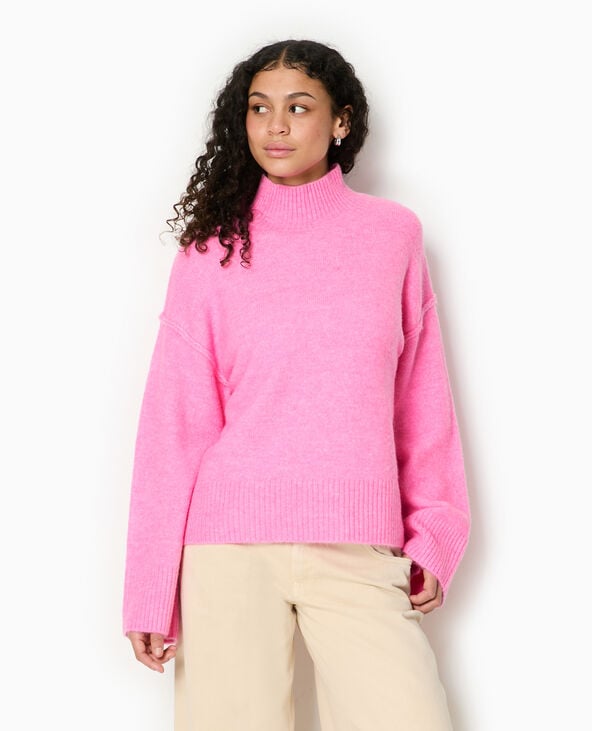 Pimkie Pull Col Montant Manches Larges - Rose