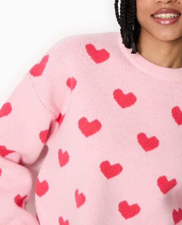 Pimkie Pull Col Rond Avec Cœurs - Rose