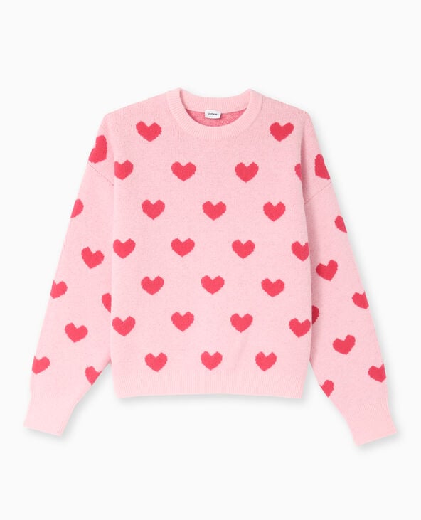 Pimkie Pull Col Rond Avec Cœurs - Rose