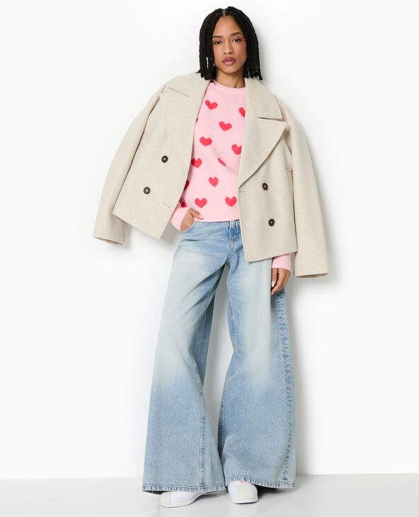 pimkie Pull col rond avec cœurs - Rose