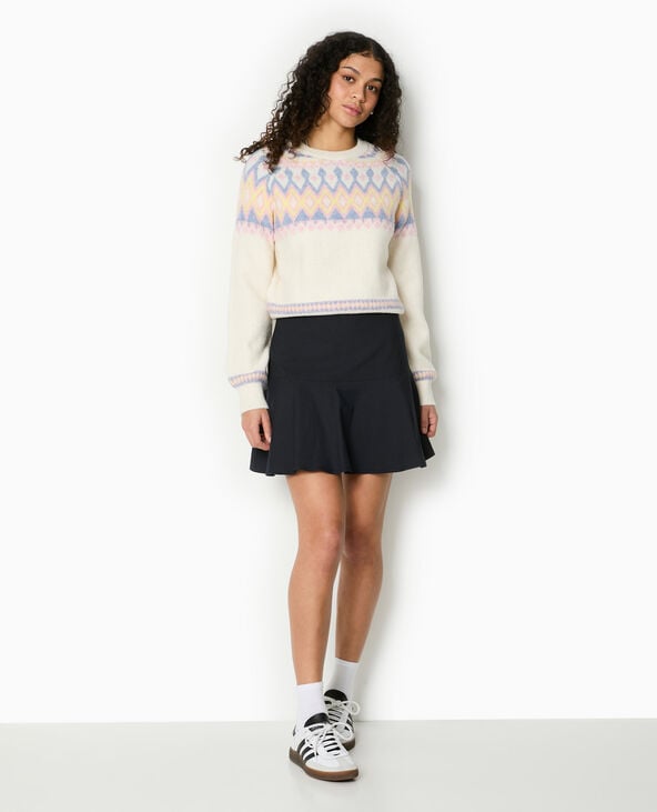 Pimkie Pull Col Rond Motif Jacquard - Blanc