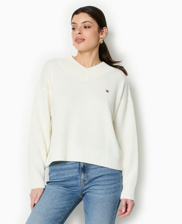 Pimkie Pull Col V - Blanc