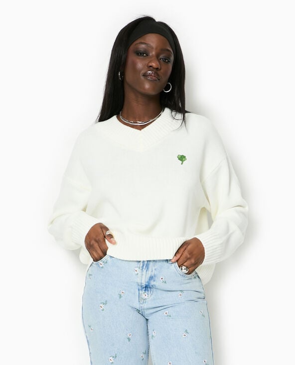 pimkie Pull col V - Blanc