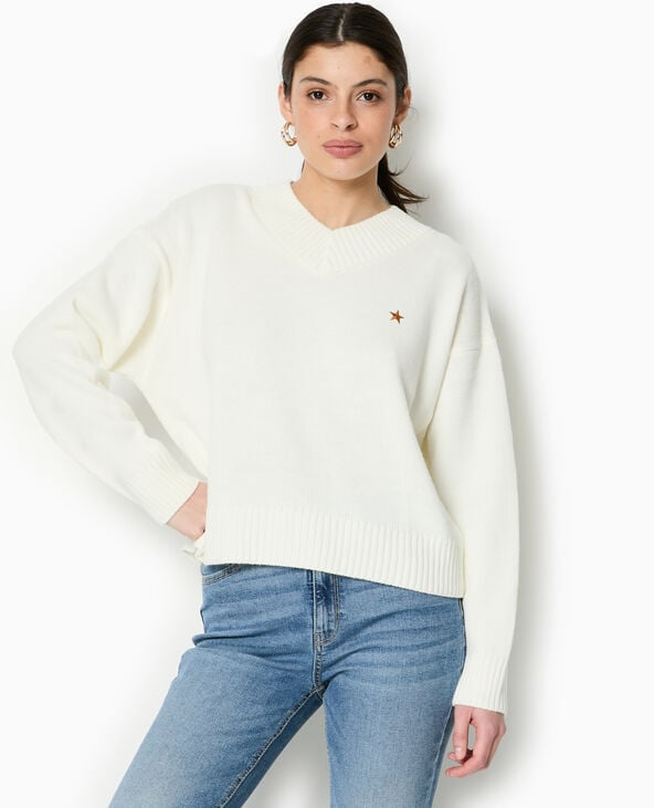 pimkie Pull col V - Blanc