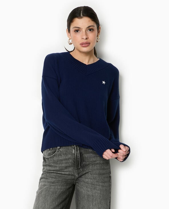 pimkie Pull col V - Bleu