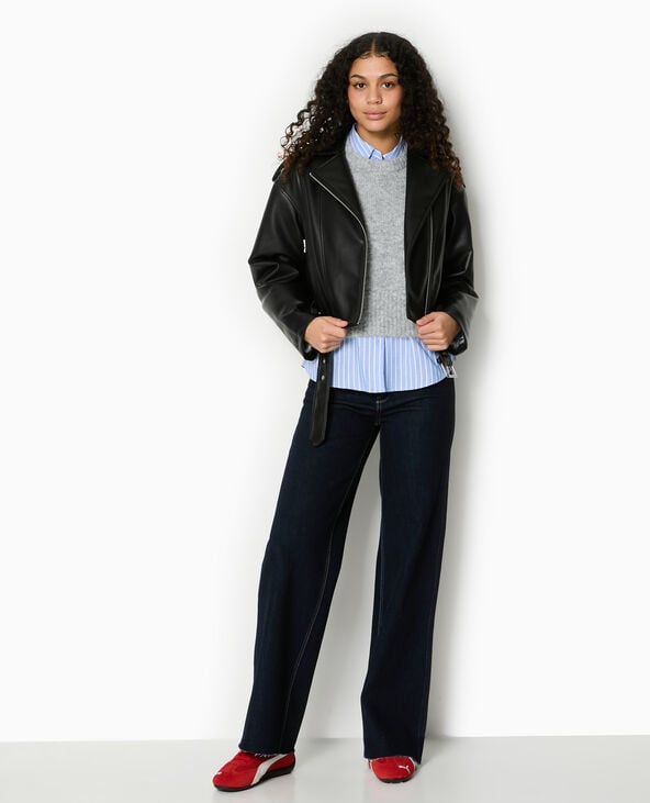 Pimkie Pull Court En Maille Douce Et Poilue - Gris