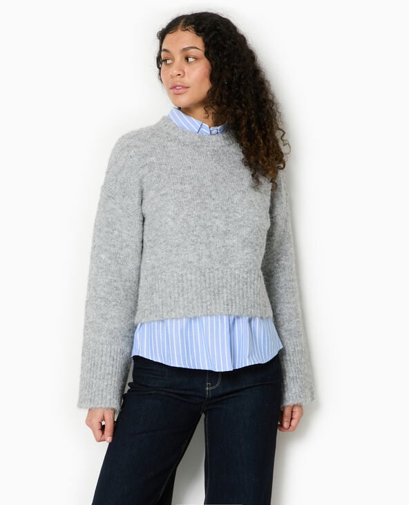 Pimkie Pull Court En Maille Douce Et Poilue - Gris