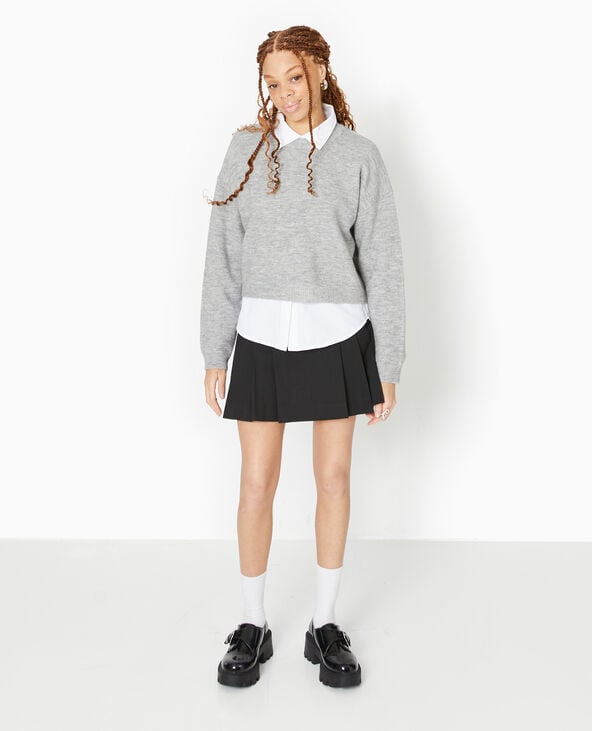 pimkie Pull court en maille - Gris chiné