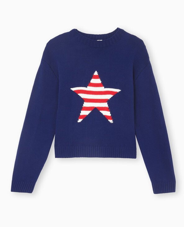 Pimkie Pull En Maille Avec étoile - Bleu Marine