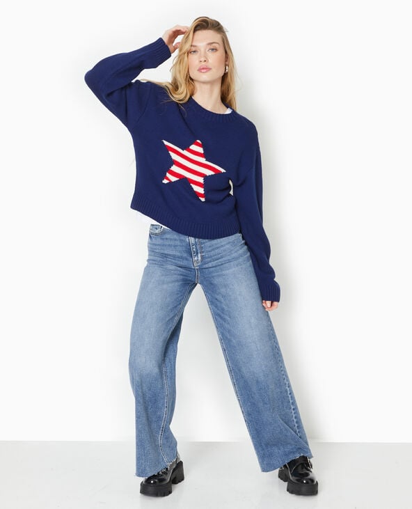 pimkie Pull en maille avec étoile - Bleu marine