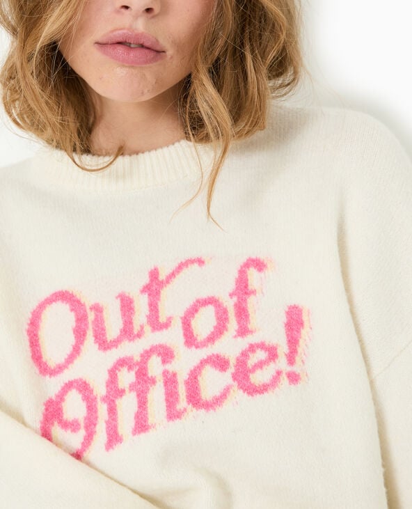 Pimkie Pull En Maille Avec Message - Blanc