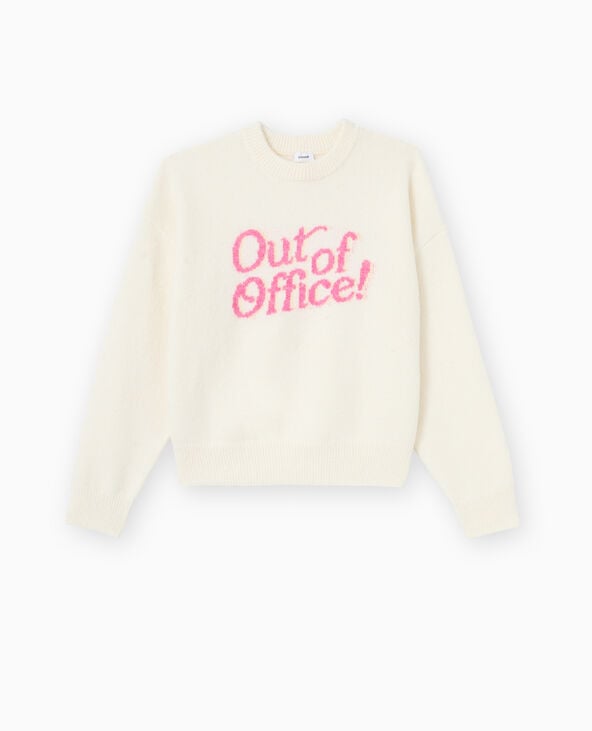 Pimkie Pull En Maille Avec Message - Blanc