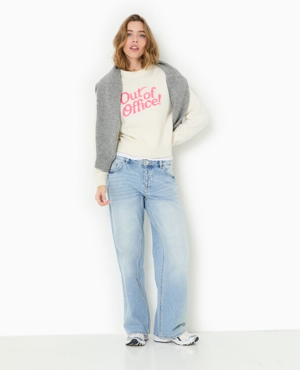 Pimkie Pull En Maille Avec Message - Blanc