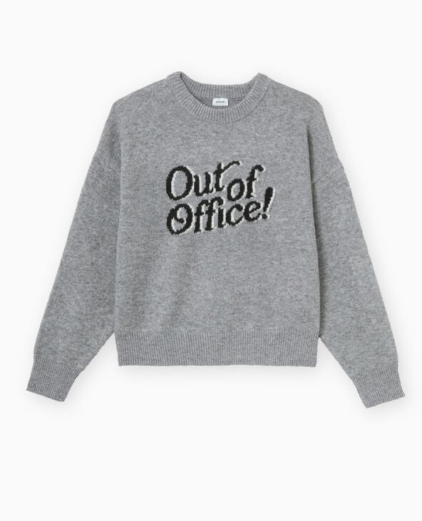 Pimkie Pull En Maille Avec Message - Gris Chiné