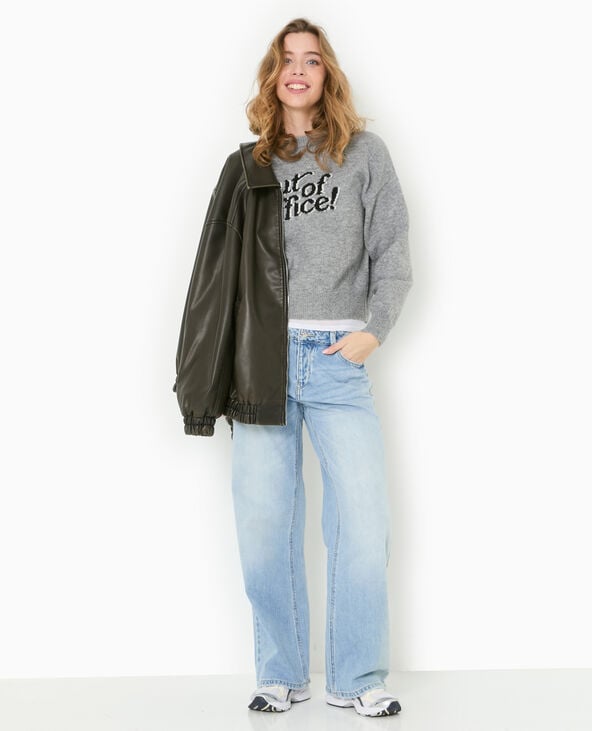 pimkie Pull en maille avec message - Gris chiné
