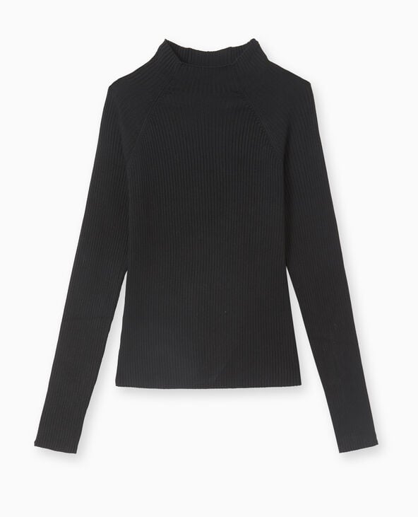 Pimkie Pull Fin En Maille Côtelée Col Montant - Noir