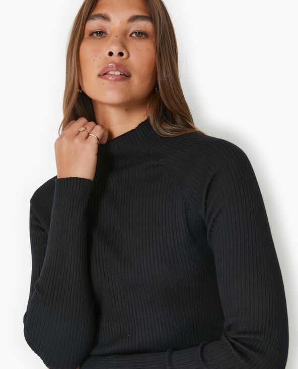 pimkie Pull fin en maille côtelée col montant - Noir