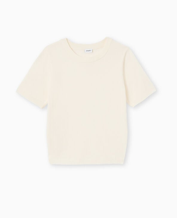 Pimkie Pull Manches Courtes En Maille Fine - Blanc